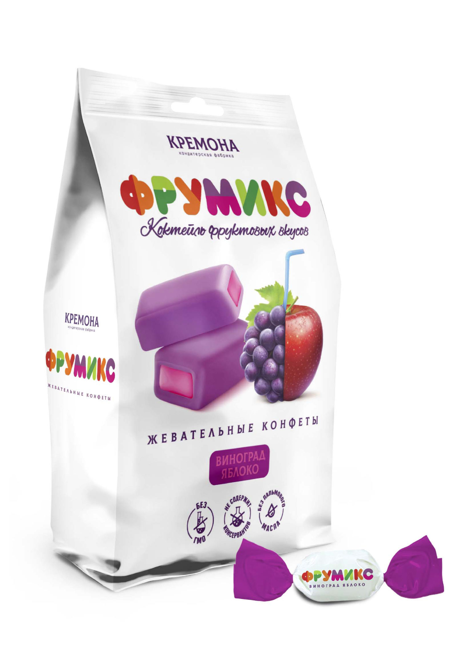 Жевательные конфеты 1TOY Фрумикс виноград яблоко 150г - фото 1