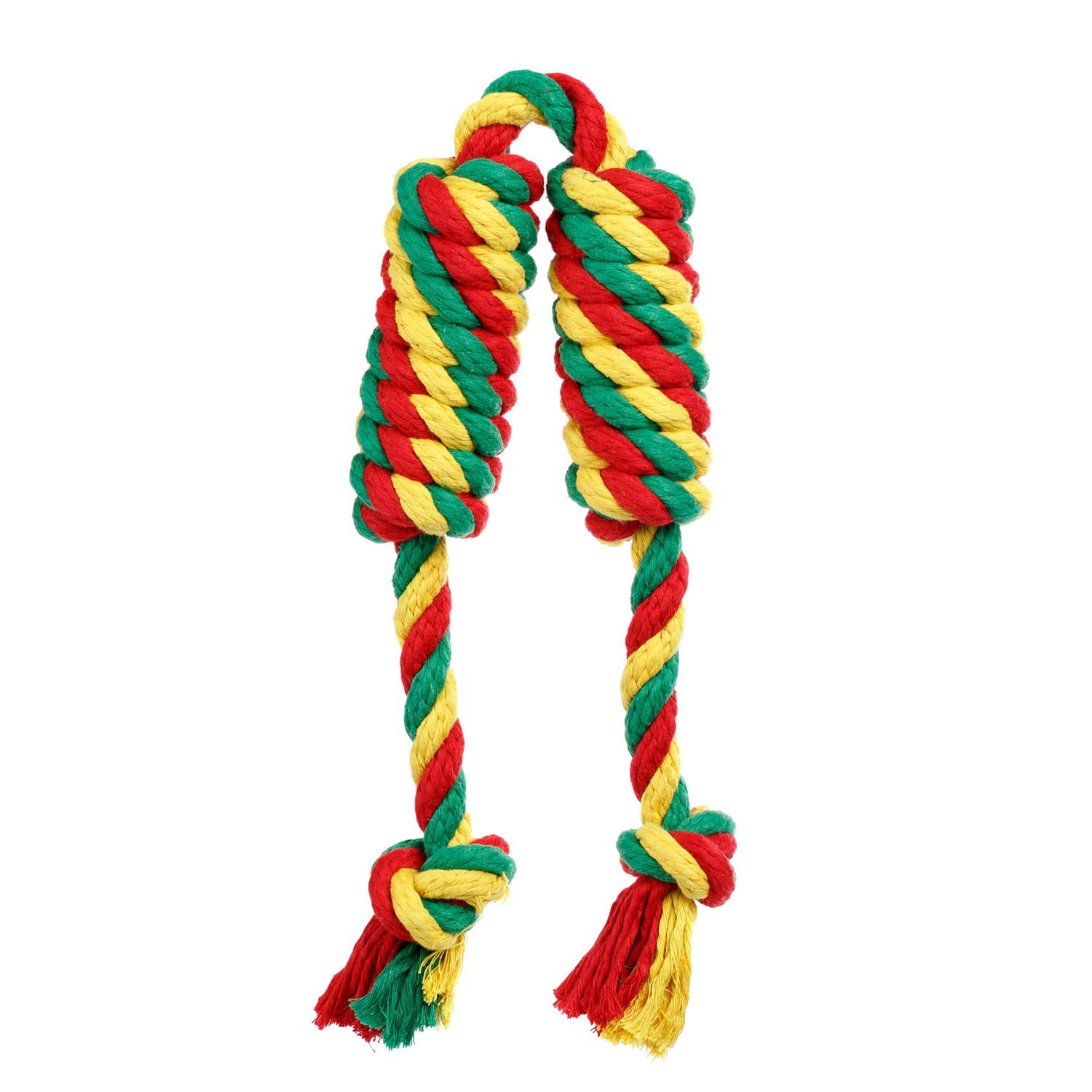 Игрушка для собак Doglike Dental Knot Сарделька канатная большая Красно-желто-зеленая D-2365-YGR - фото 1