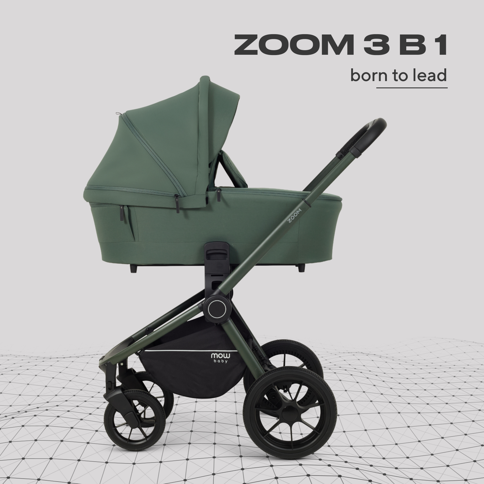 Коляска 3в1 MOWbaby Zoom зеленый - фото 1