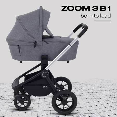 Коляска 3в1 MOWbaby Zoom new 3в1, silver grey серый