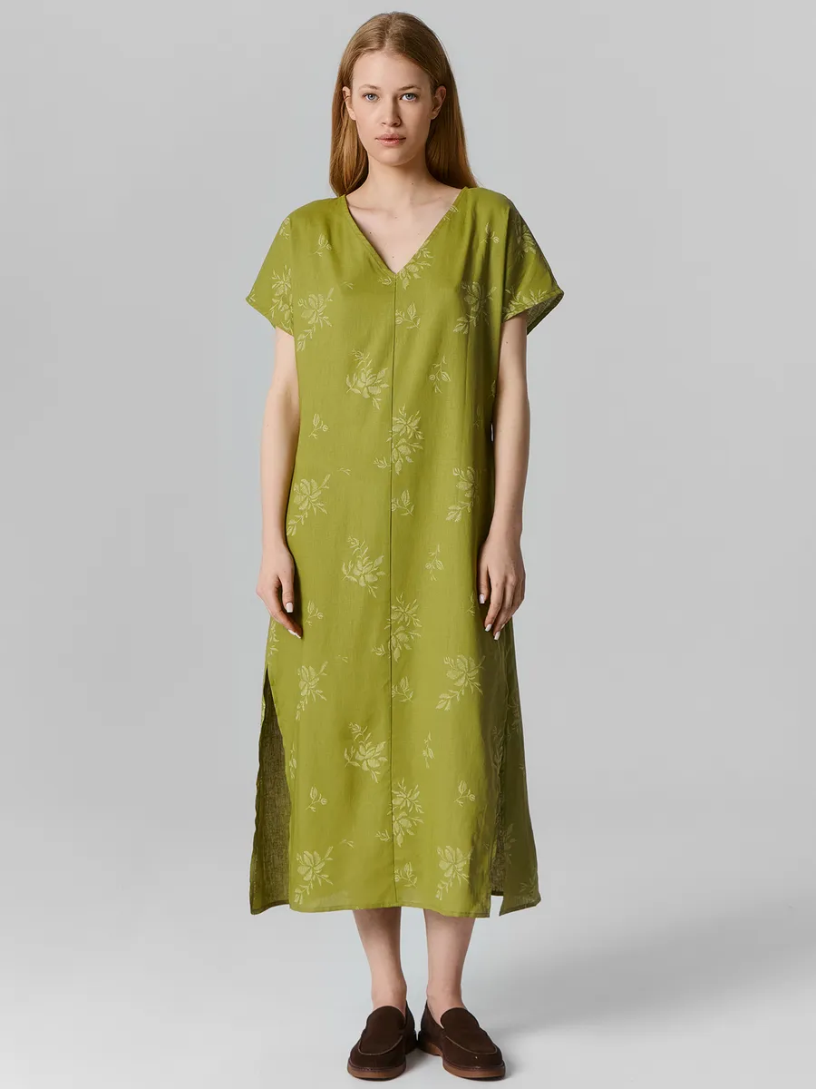 Платье Mark Formelle (Марк Формэль) 152564/цветы на оливковом - фото 1