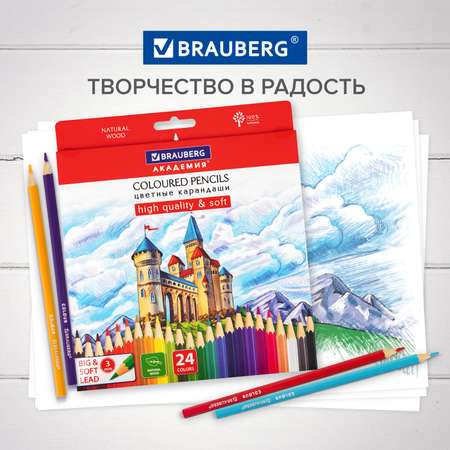 Карандаши цветные Brauberg 24 шт.
