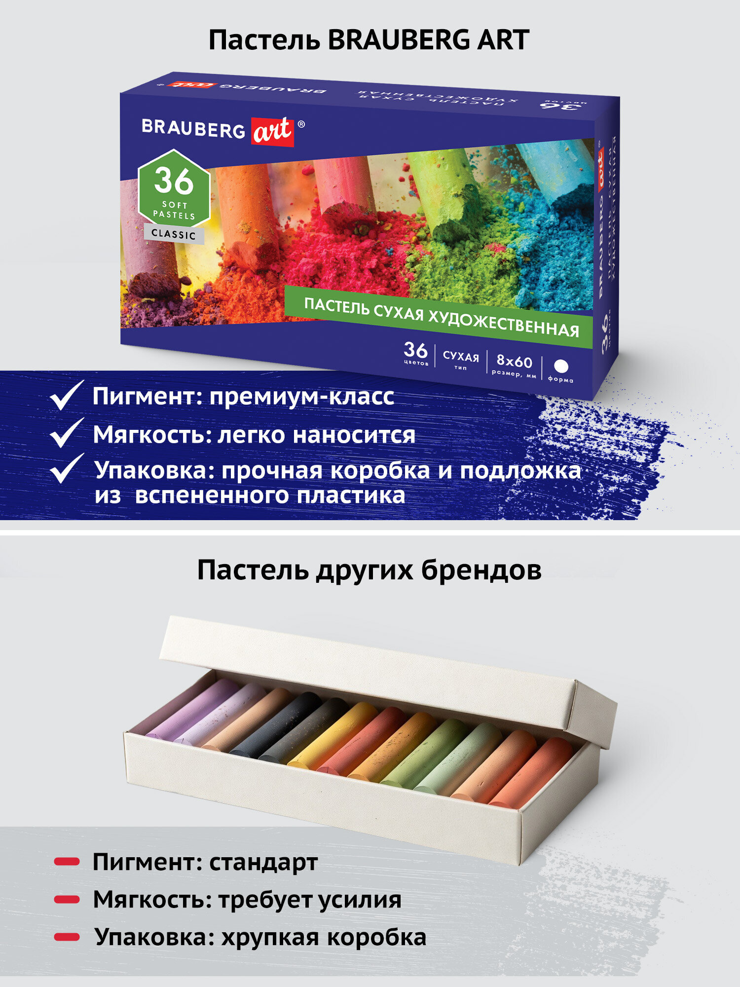 Пастель сухая Brauberg 36 шт. - фото 8
