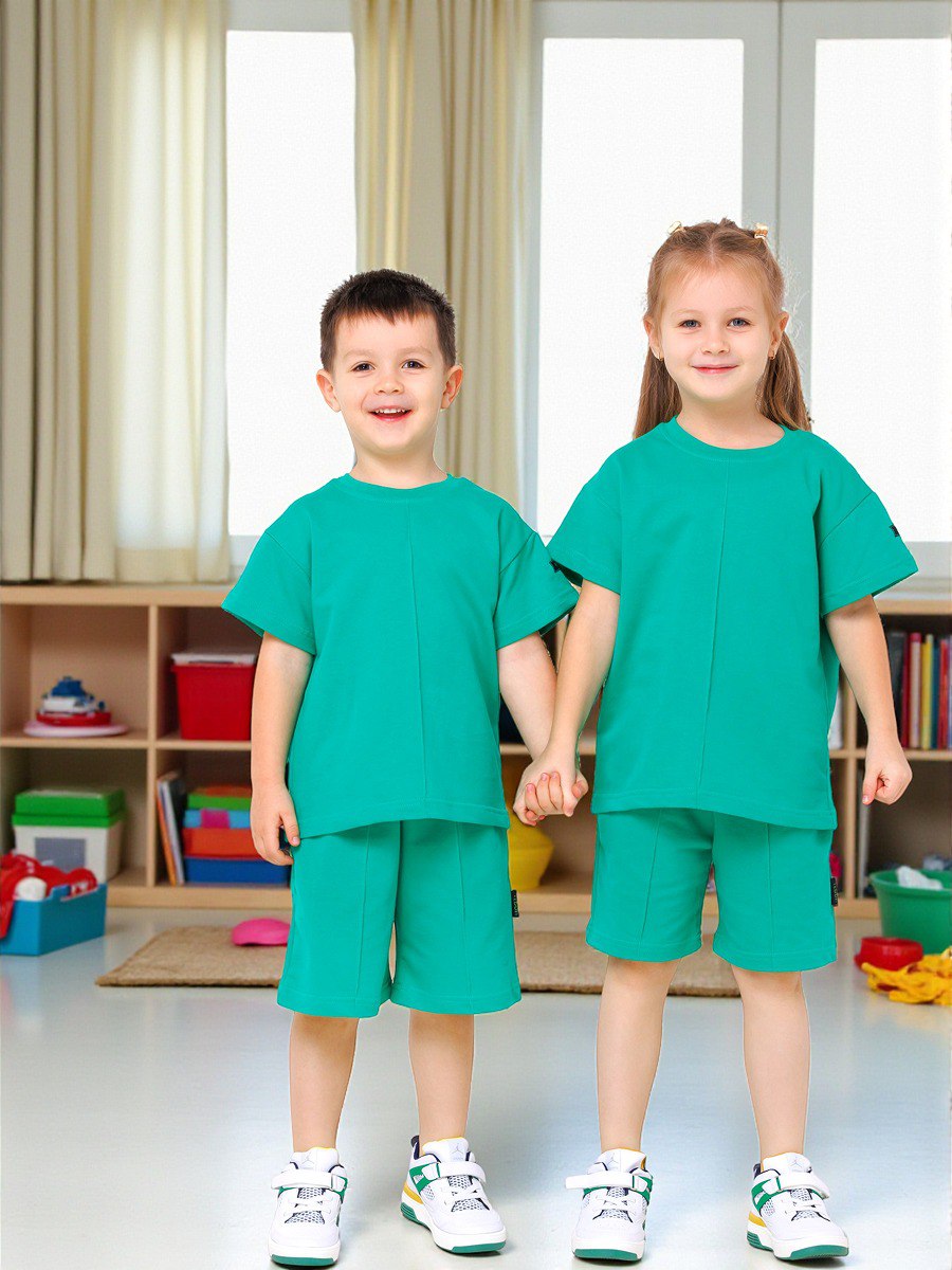 Футболка и шорты VEDDI 2080/6042фп-2024-изумрудный - фото 6