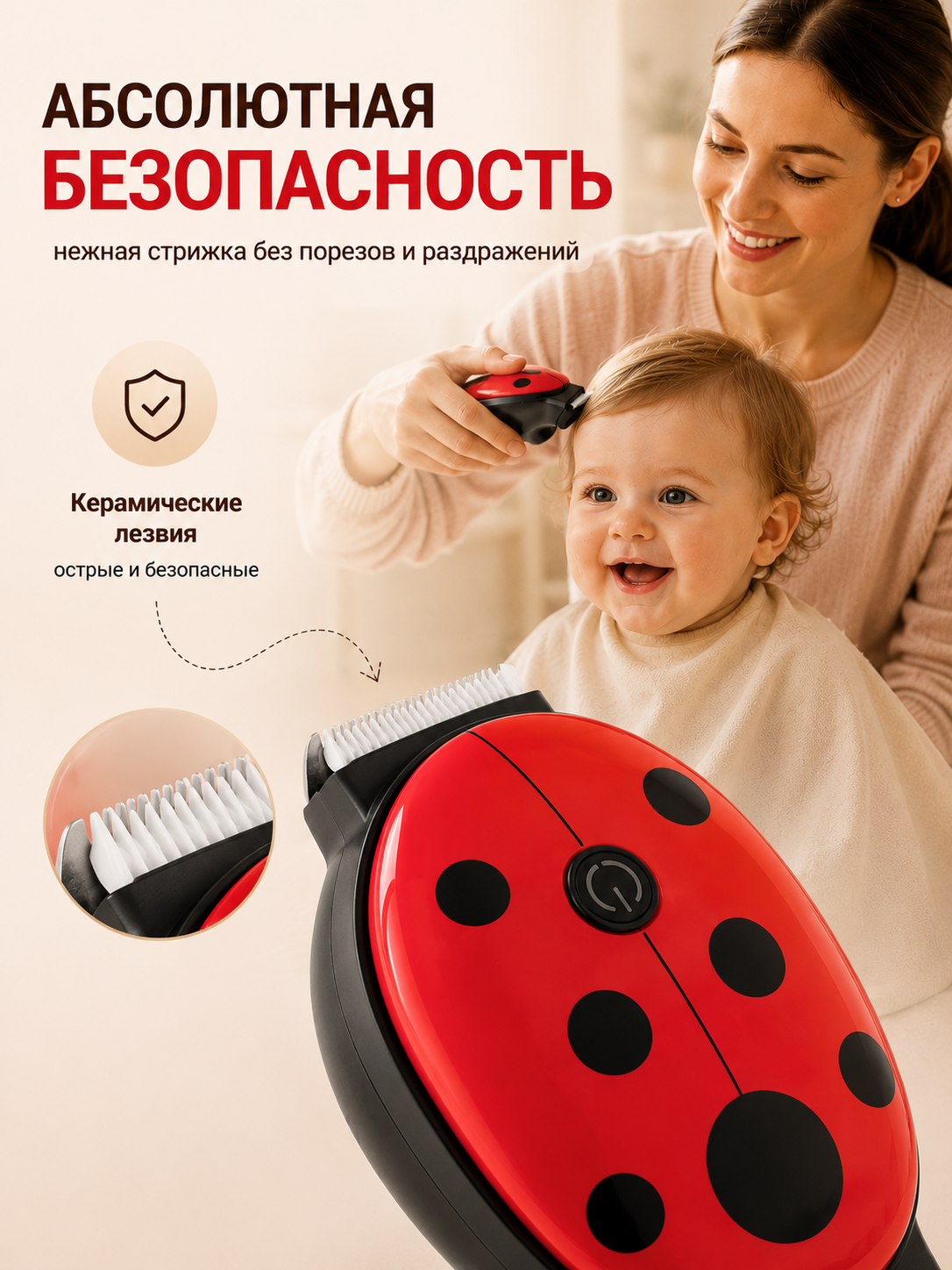 Машинка для стрижки волос детская ADUMI Божья коровка - фото 3