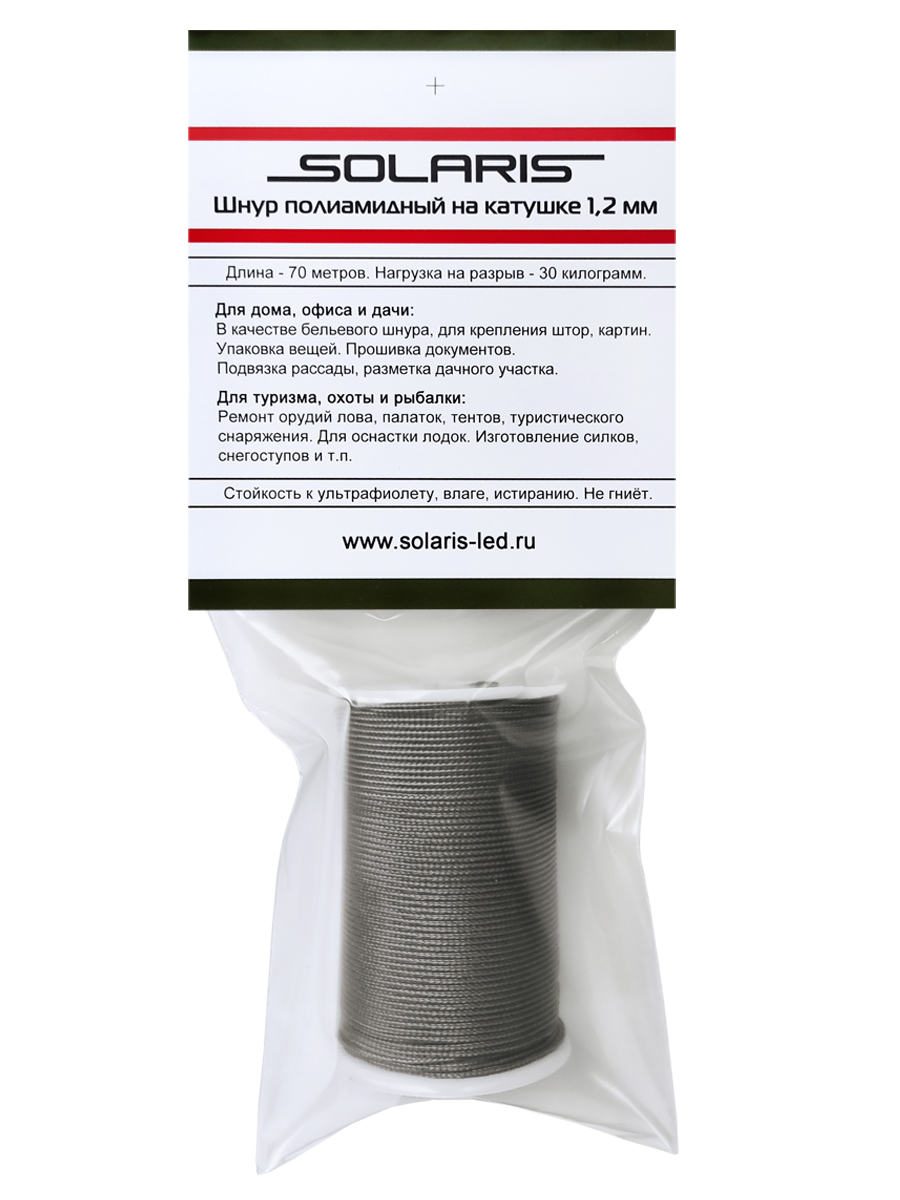 Шнур полиамидный Solaris на катушке 1,2 мм х 70 м - фото 2