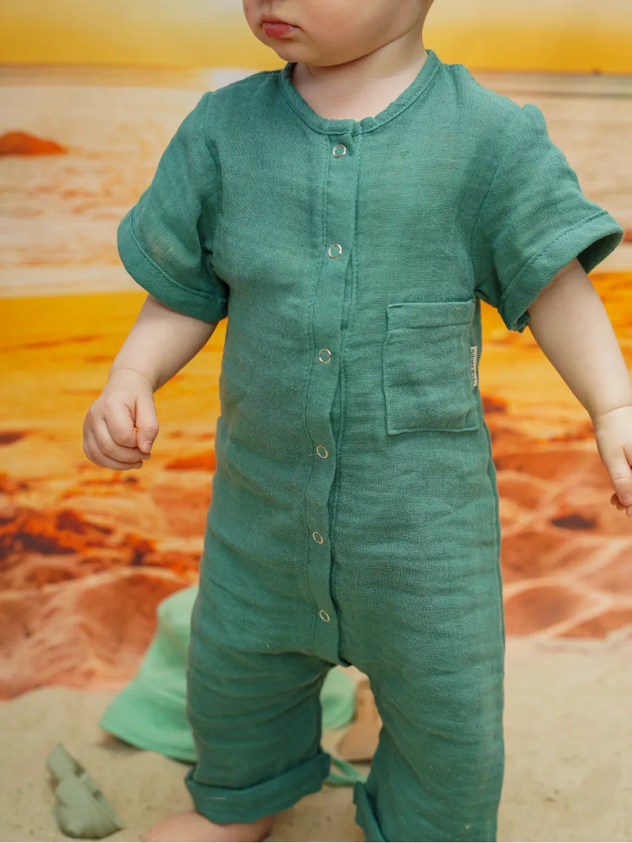 Песочник с панамкой Супер Пупс кос/мусл/хаки - фото 14