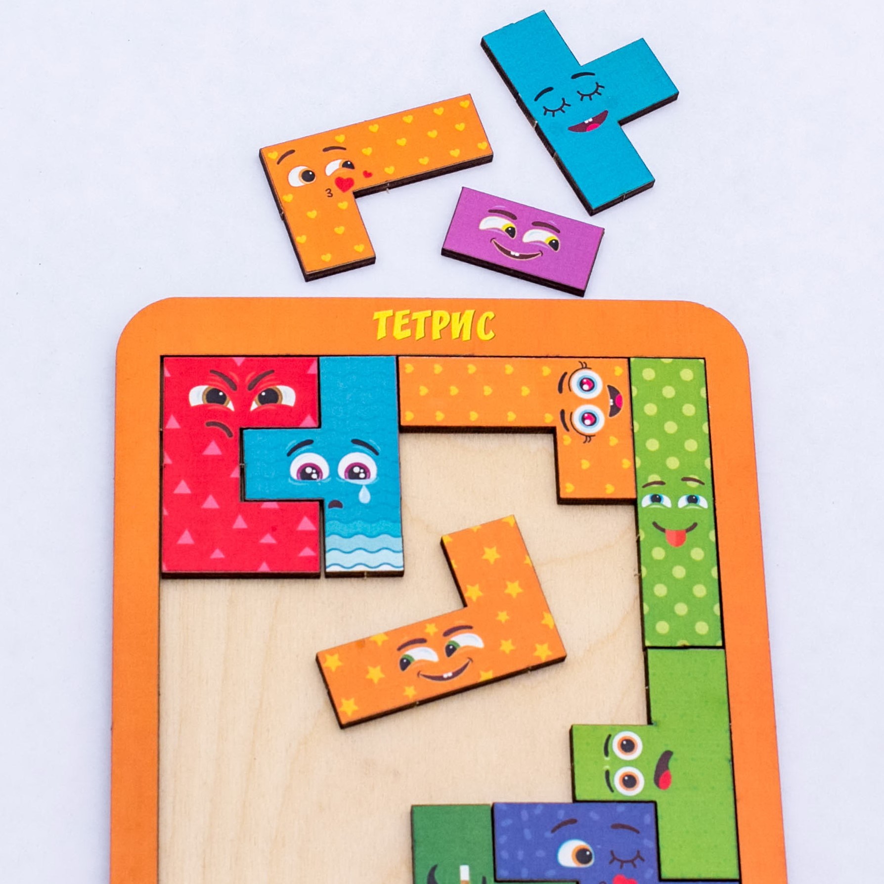Игра логическая WOODLANDTOYS Тетрис малый Смайлики 065209 - фото 2