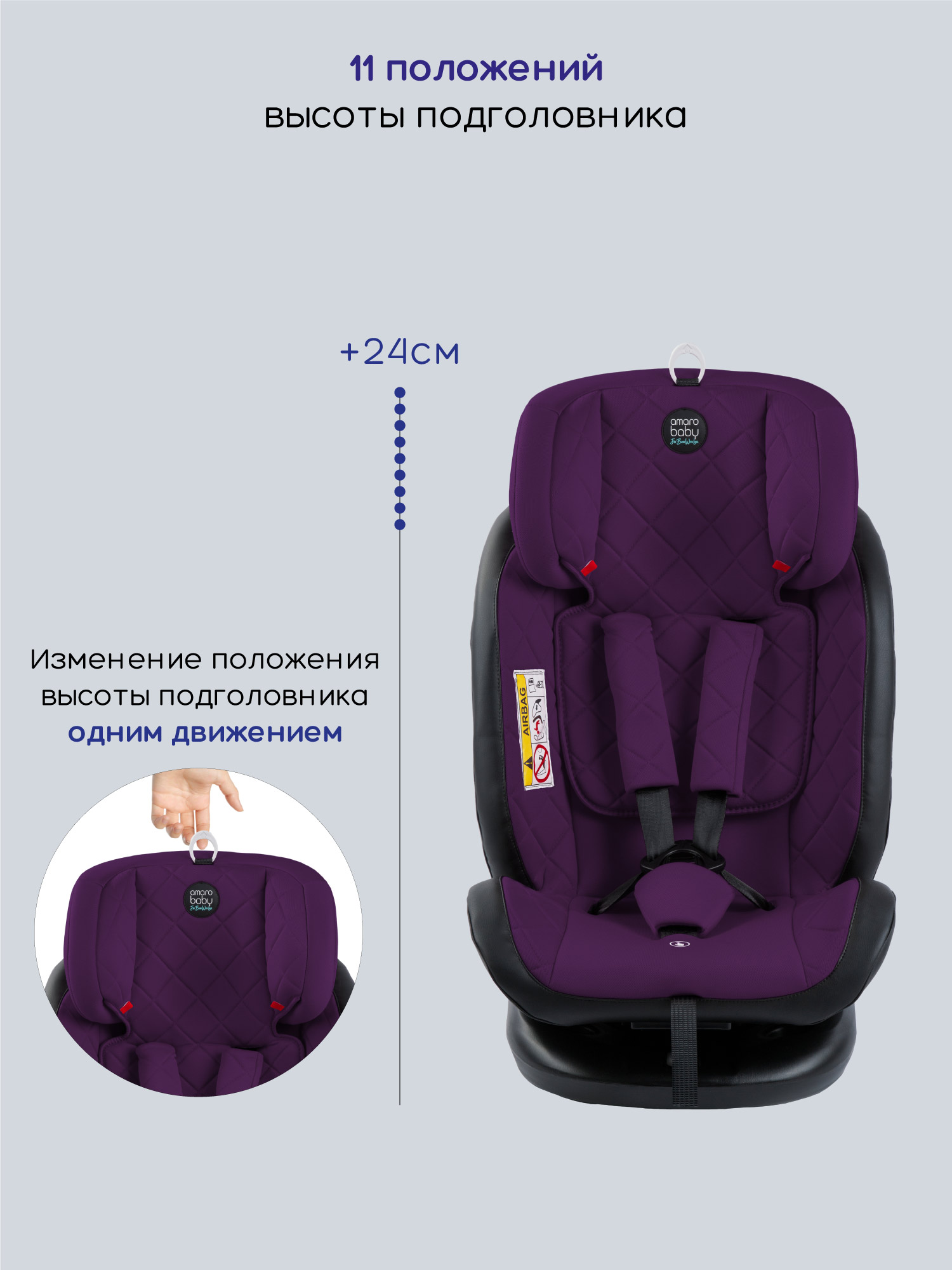Автокресло Amarobaby Brilliant Isofix 0+/1/2/3 (0-36 кг) фиолетовый - фото 6