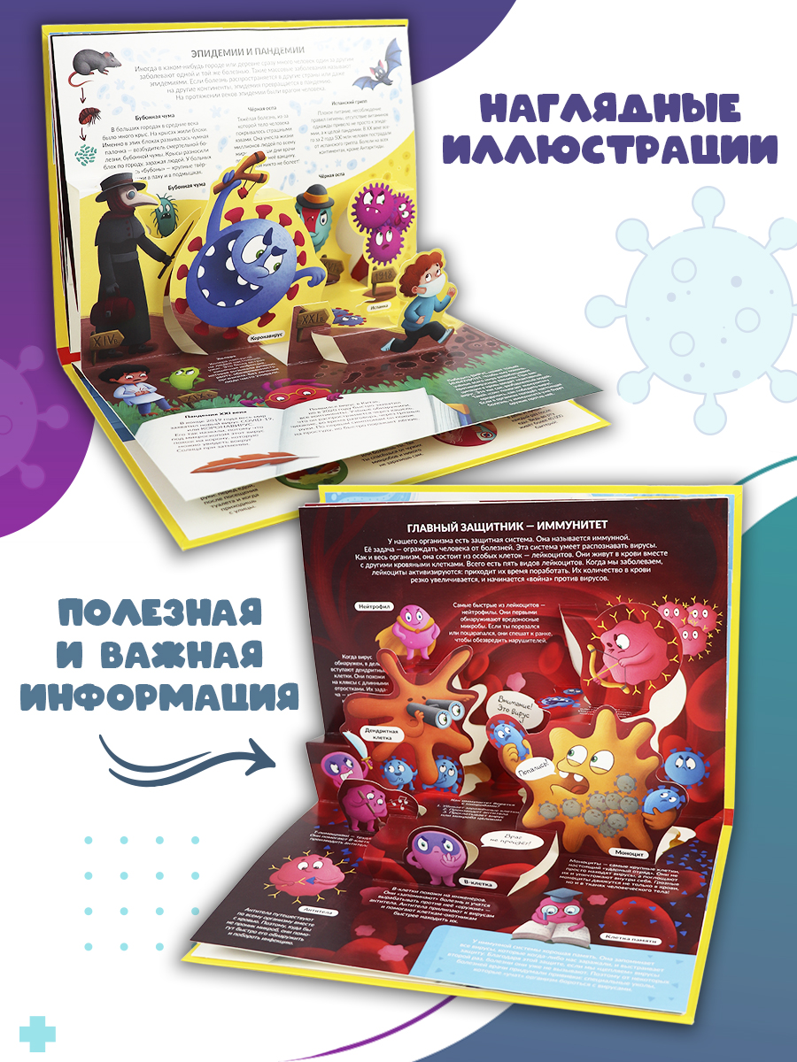 Книги энциклопедия с объемными картинка Malamalama Вирусы и бактерии. Анатомия для детей - фото 2