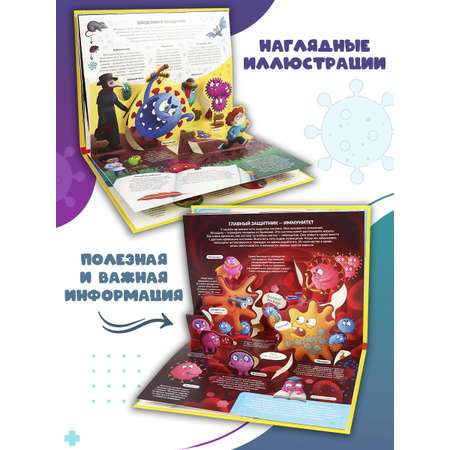 Книги энциклопедия с объемными картинка Malamalama Вирусы и бактерии. Анатомия для детей