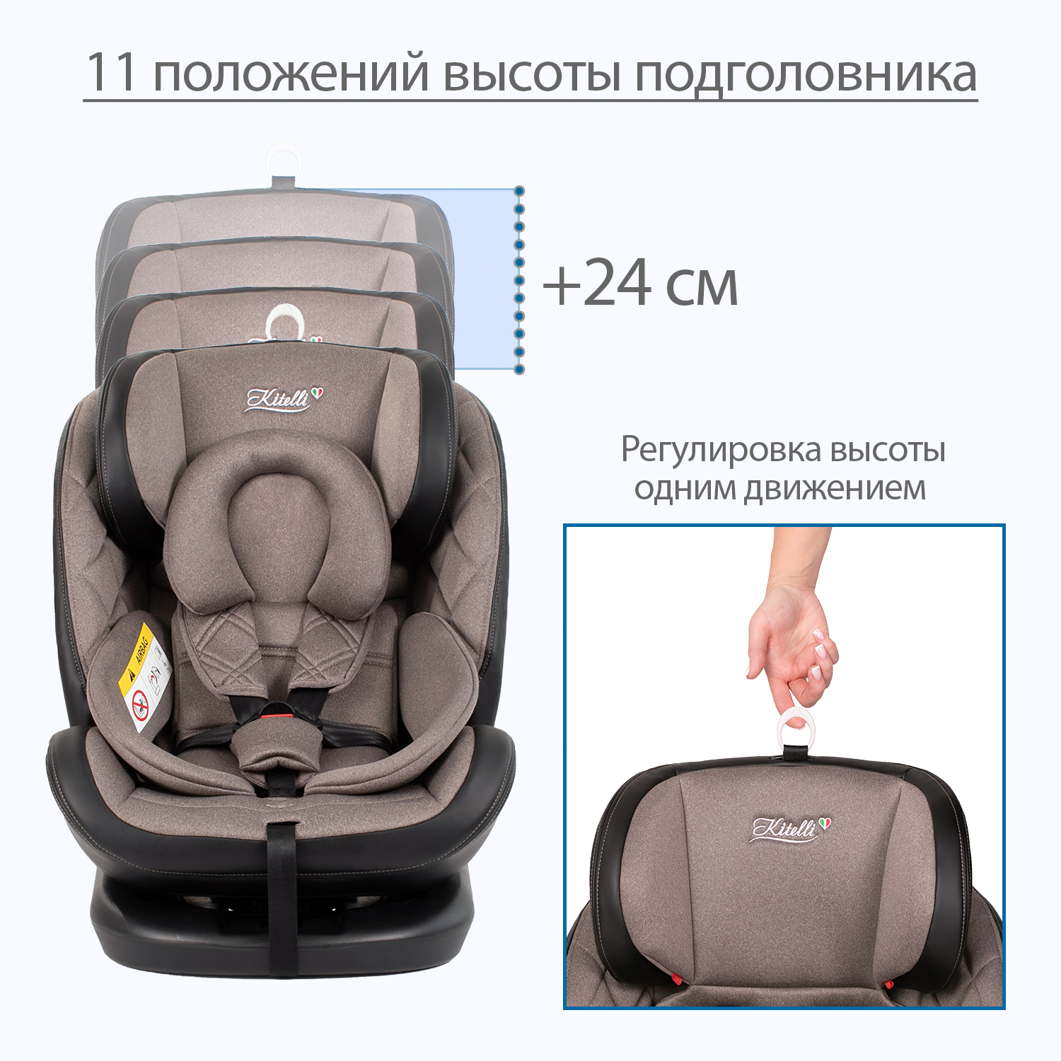 Автокресло Kitelli Stello Isofix 0+/1/2/3 (0-36 кг) коричневый - фото 3