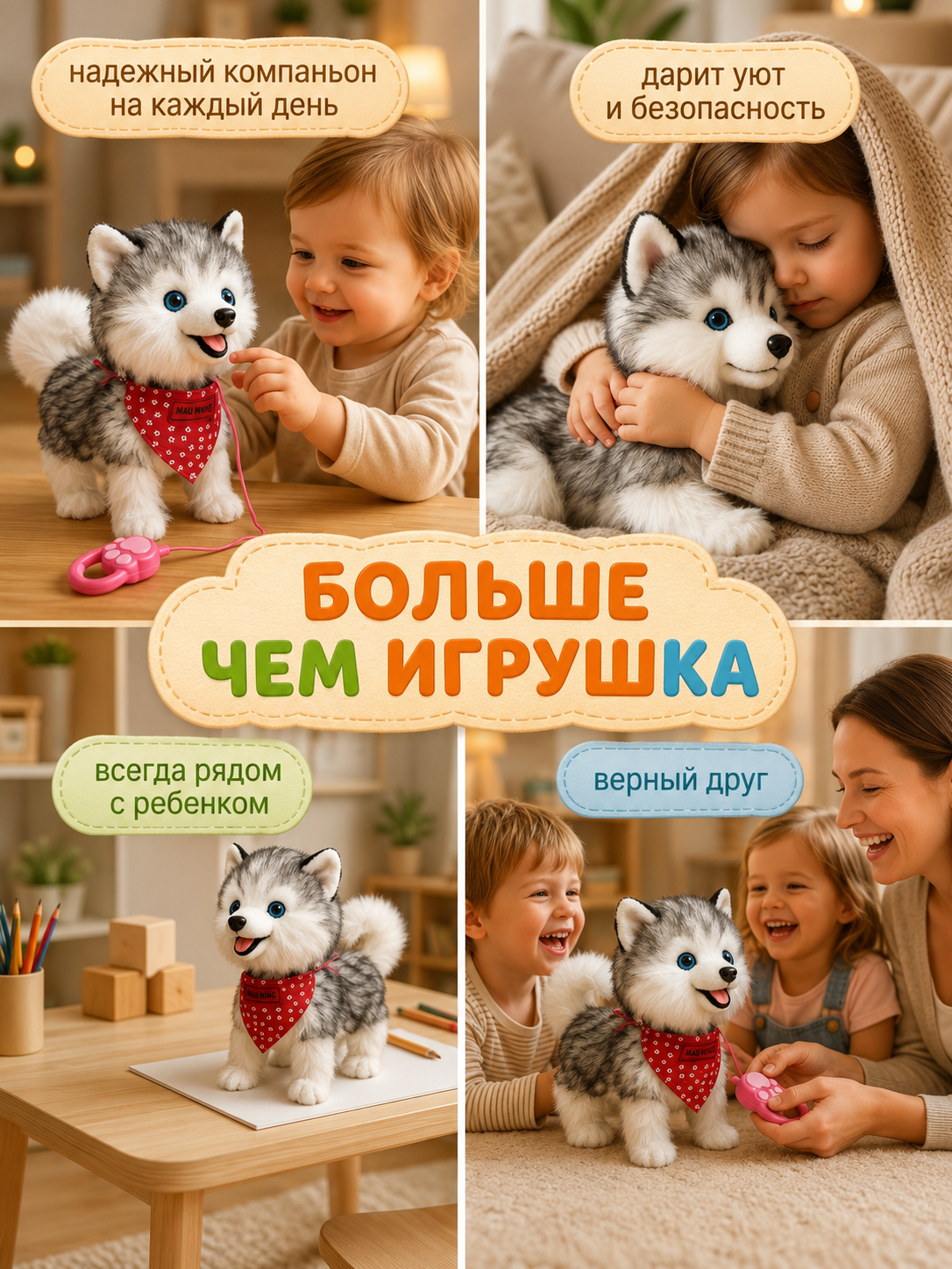 Мягкая игрушка BalaToys Собачка на поводке - фото 5