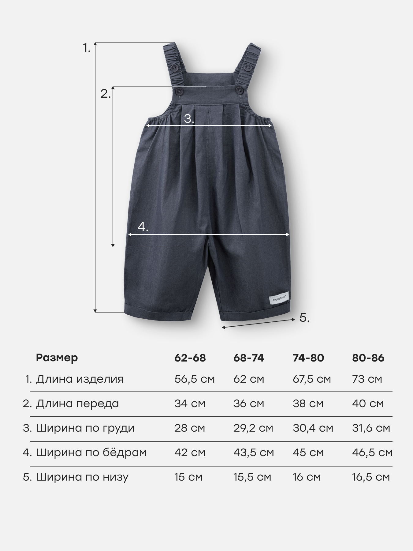 Полукомбинезон Happy Baby 88697-0_graphite - фото 5