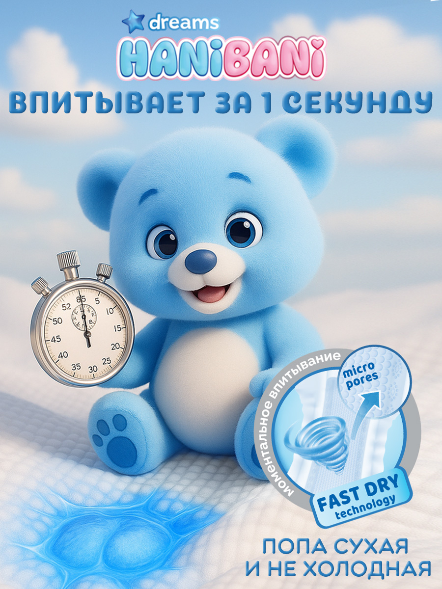 Подгузники HANIBANI 0 40 шт. - фото 6