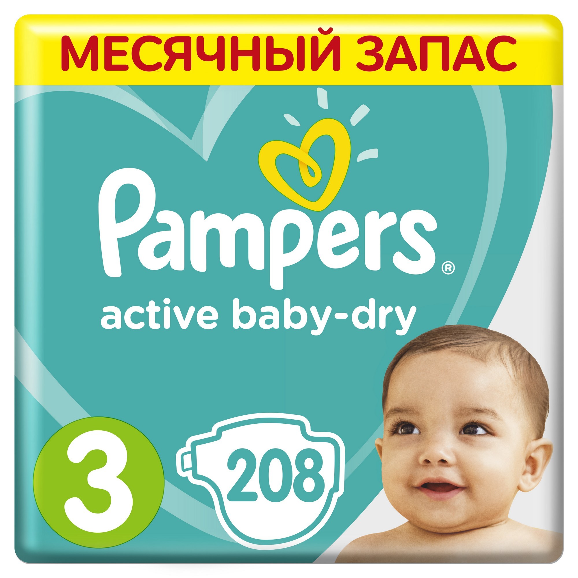 Изображение товара Подгузники Pampers Active Baby-Dry 3 (6-10 кг) 208 шт. Изображение товара Подгузники Pampers Active Baby-Dry 3 (6-10 кг) 208 шт.