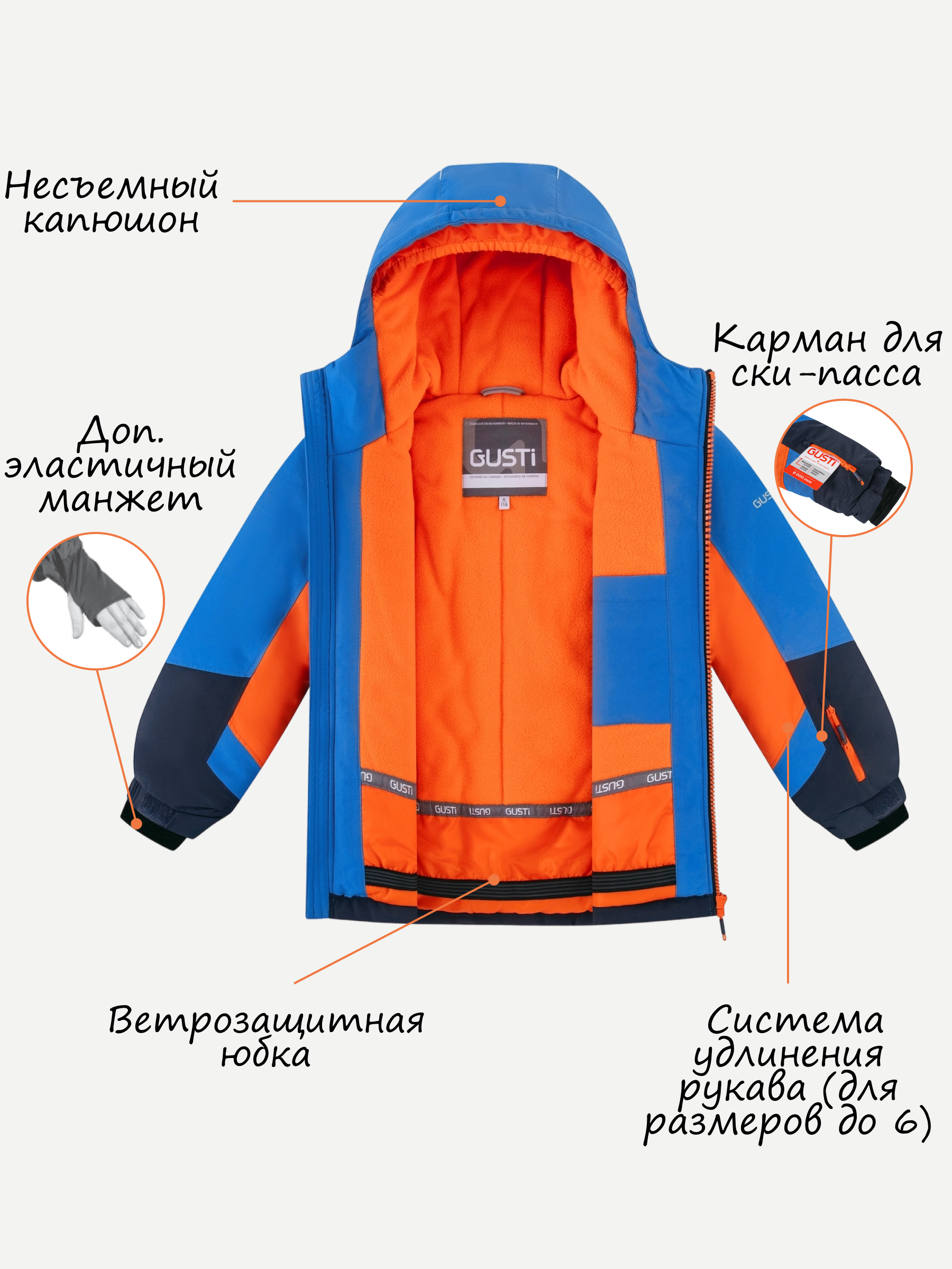 Куртка и полукомбинезон GUSTI GW4BS531-TANGERINE-NAVY - фото 4