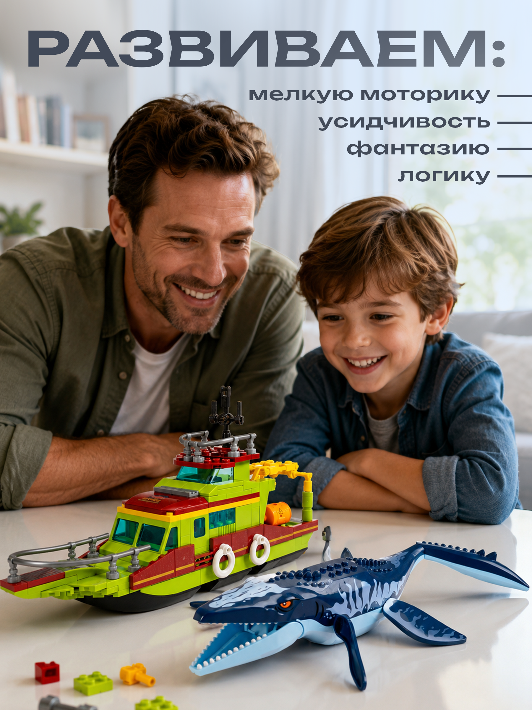Конструктор BAZUMI Океанская миссия лодка и рыба 327 дет. - фото 7