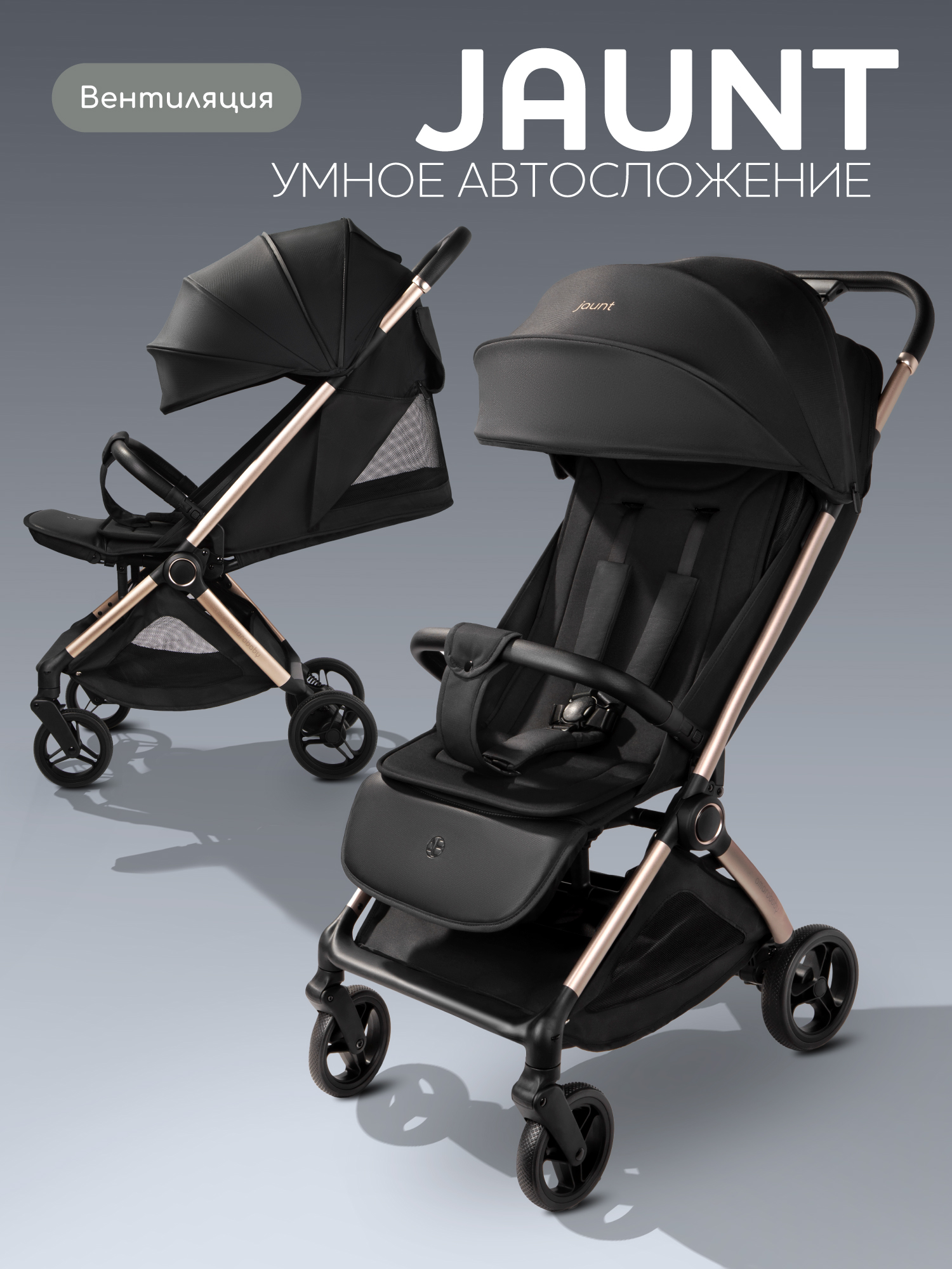 Коляска прогулочная Amarobaby Jaunt черный - фото 1