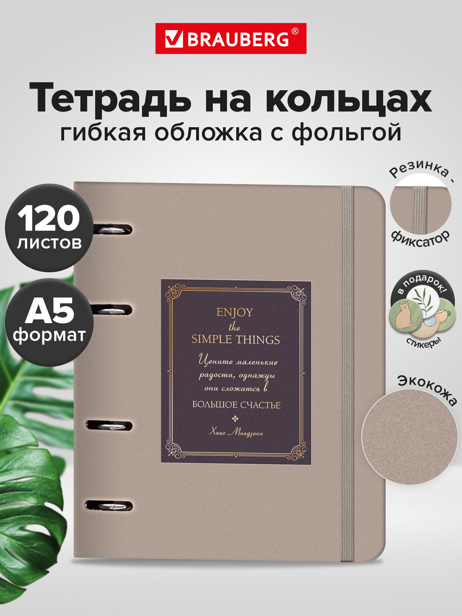 Тетрадь со сменным блоком Brauberg клетка 120 лист. - фото 1