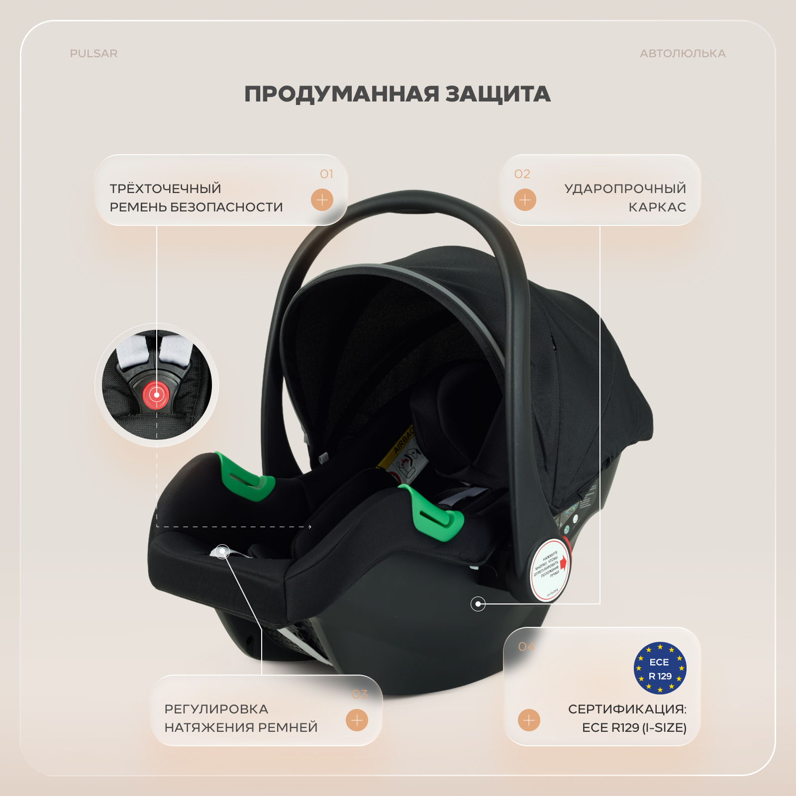 Коляска 3в1 Rant Basic Pulsar plus 3 в 1 черный - фото 16