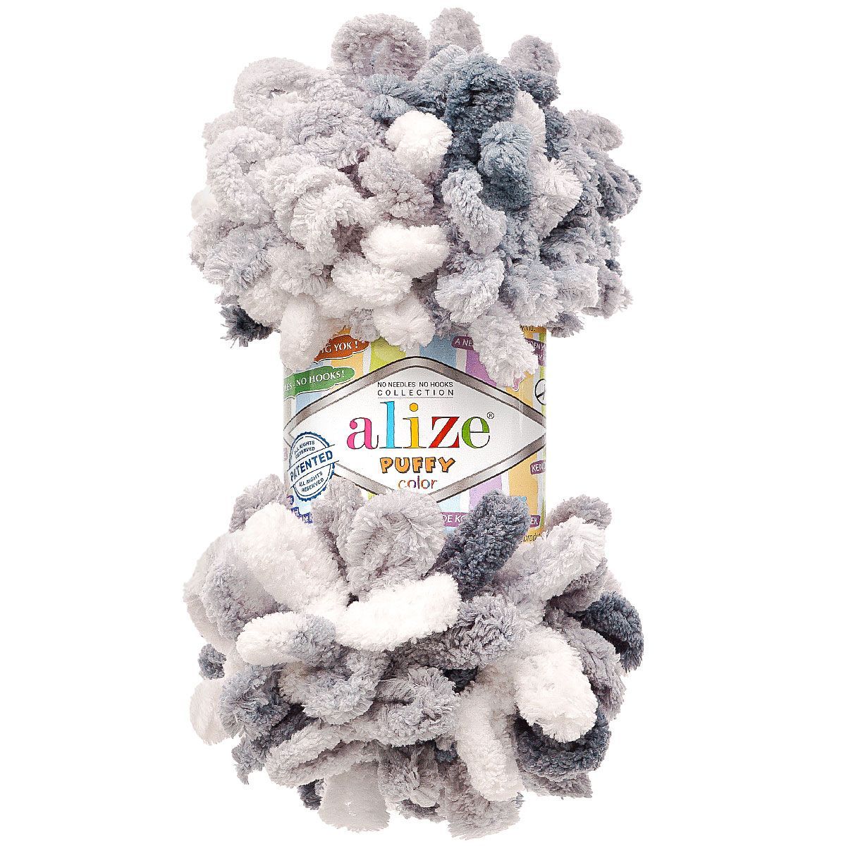 Пряжа для вязания Alize puffy color 100 г 9 м микрополиэстер плюшевая мягкая 5925 секционный 5 мотков - фото 4