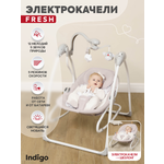 Электрокачели Indigo Fresh 0-15 кг с адаптером пульт управления 12 мелодий 5 скоростей серый