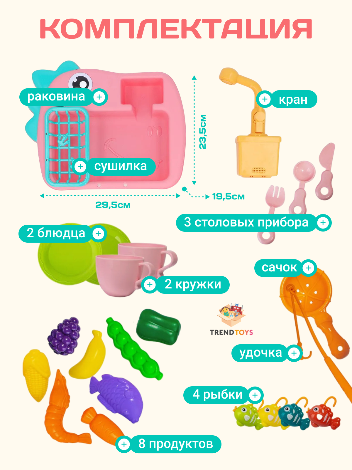 Игрушечная кухня TrendToys с аксессуарами: 22 шт. - фото 4