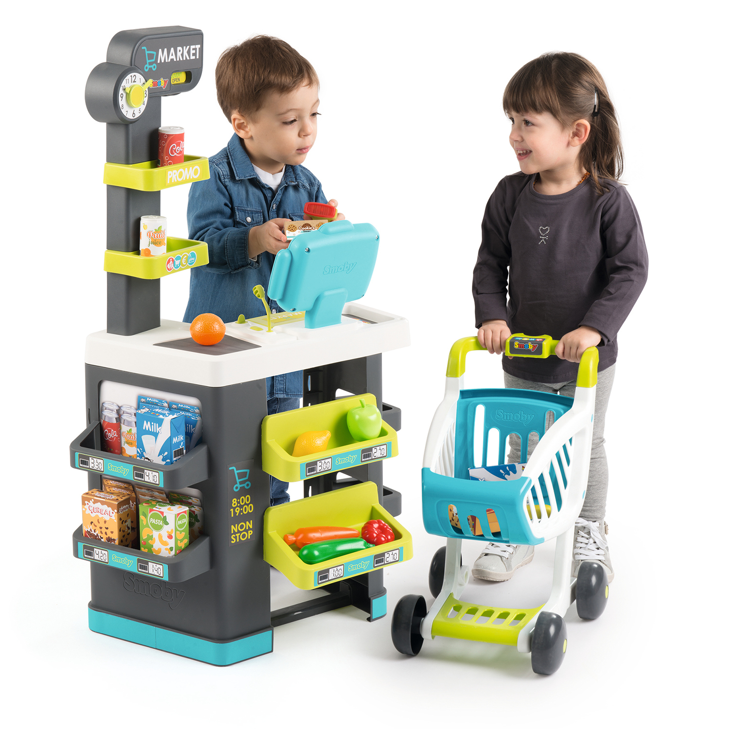Игровой набор Smoby прилавок, тележки и корзинки, продукты, касса - фото 4