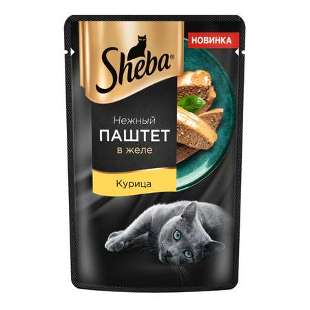 Корм для кошек Sheba 75г нежный паштет в желе с курицей