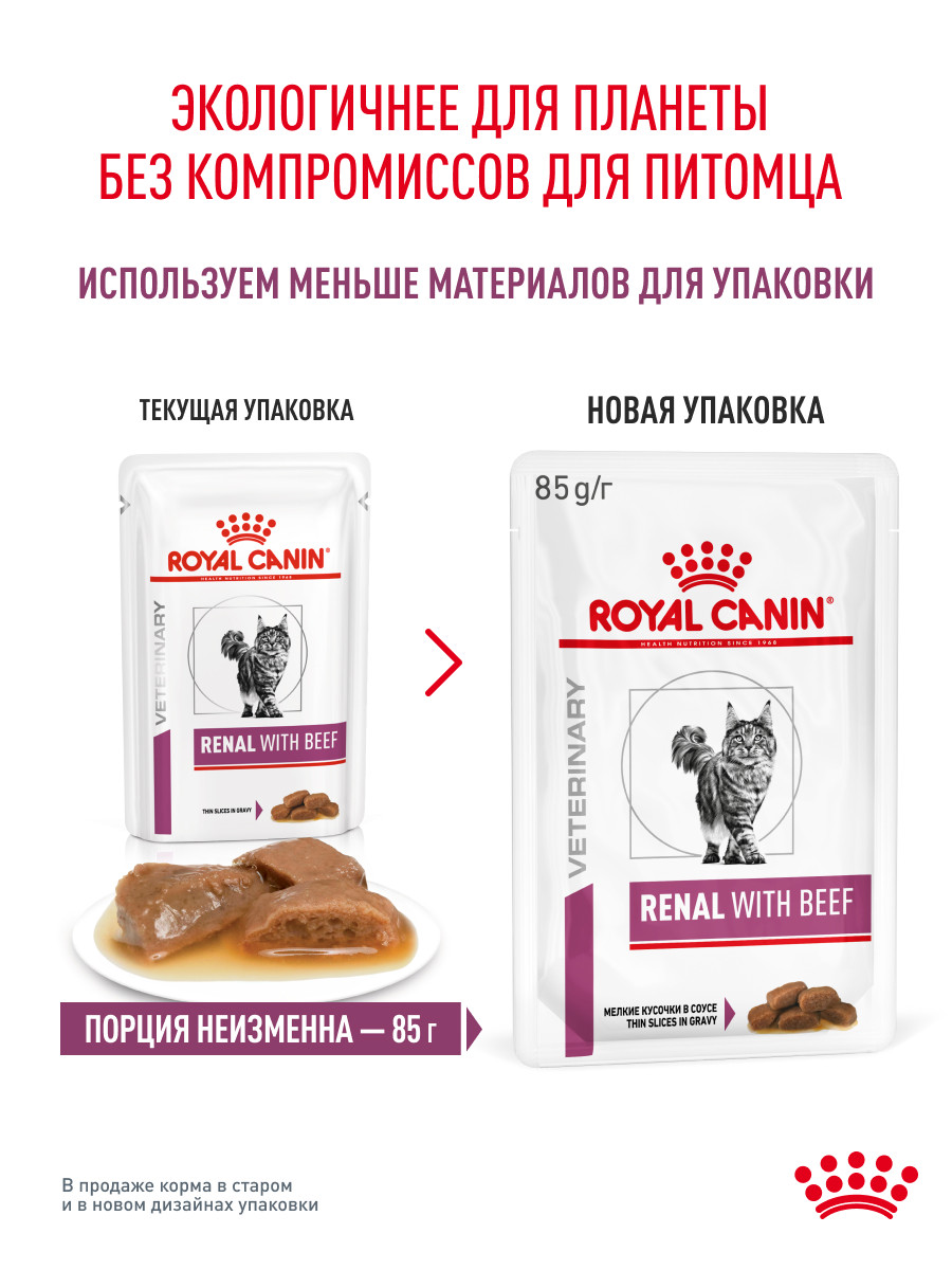 Корм для кошек ROYAL CANIN Renal with beef для поддержания функции почек 85г - фото 11