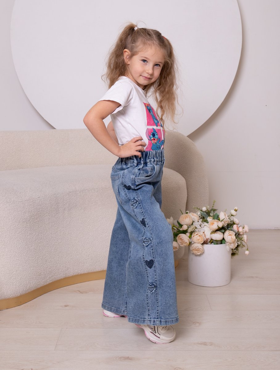 Джинсы iUkoworld Джинсы для девочки на резинке широкие - фото 3