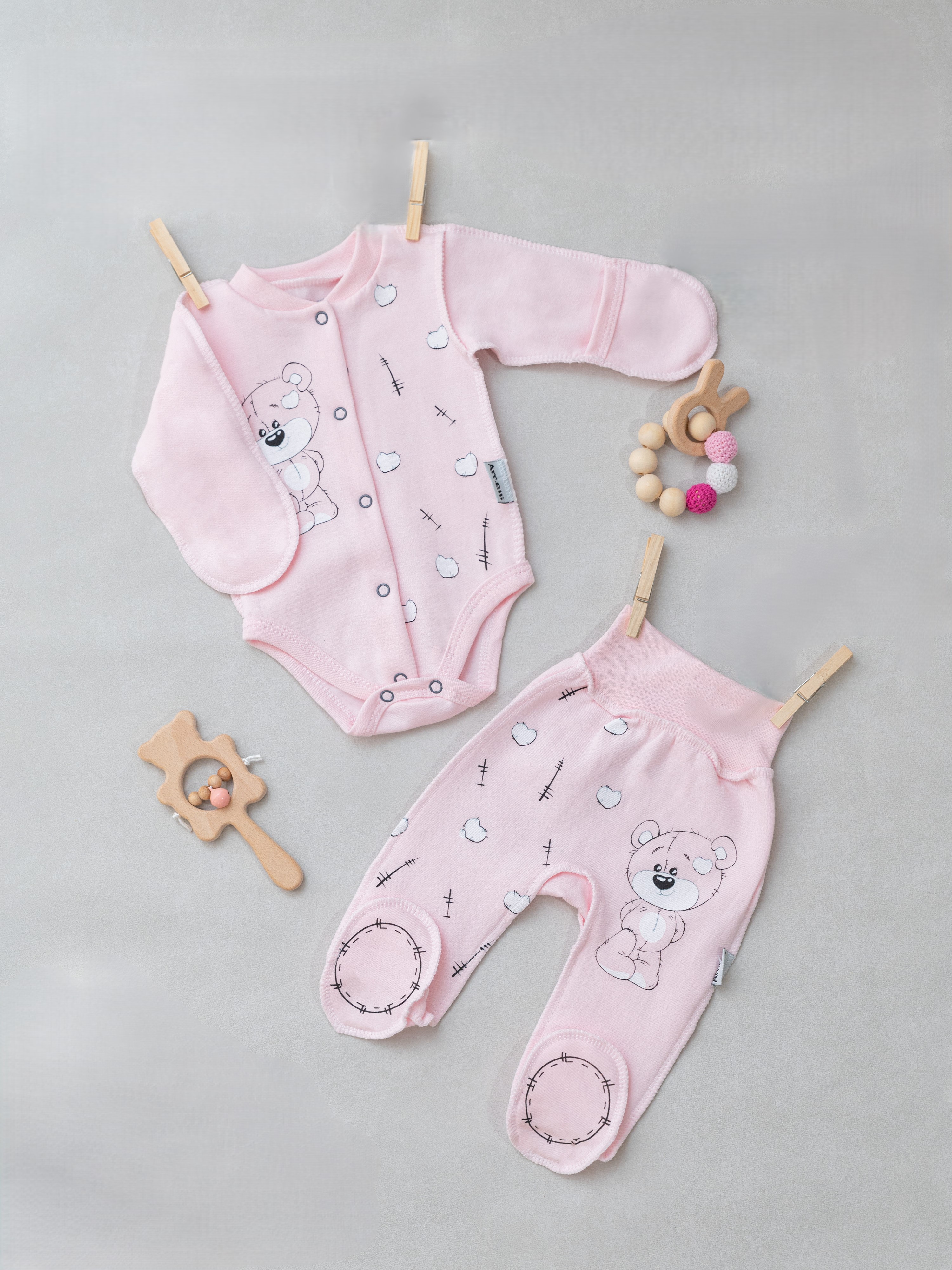 Боди и ползунки Amelli 290.140.0.293.055;230.005.0.293.055роз - фото 1