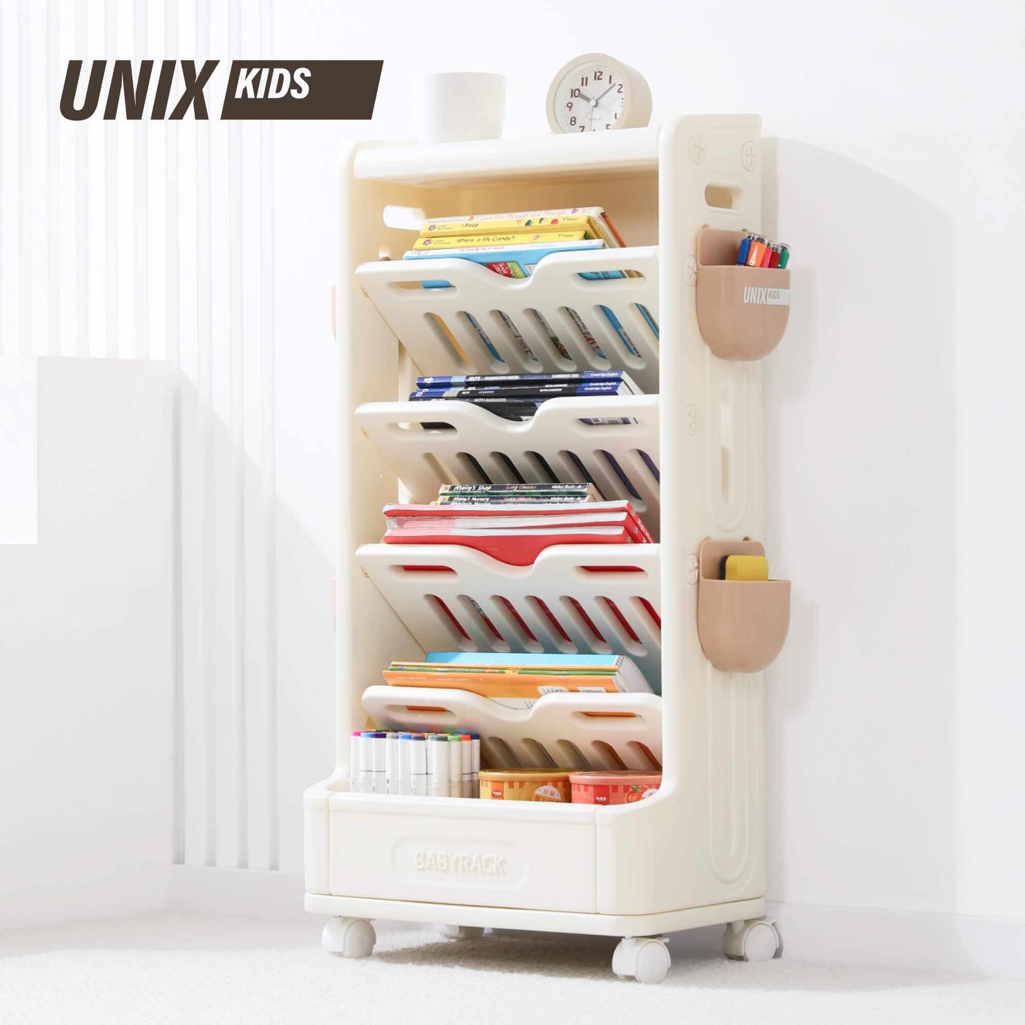Стеллаж для книг UNIX Kids Babyrack 4 levels Camel - фото 1
