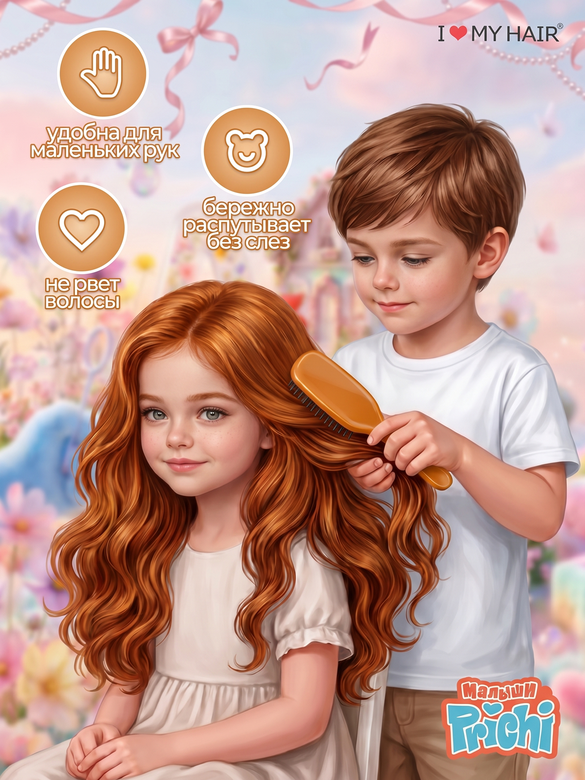 Набор массажная расческа, расческа, щетка I LOVE MY HAIR многоцветный искусственная щетина 2 предм. - фото 4