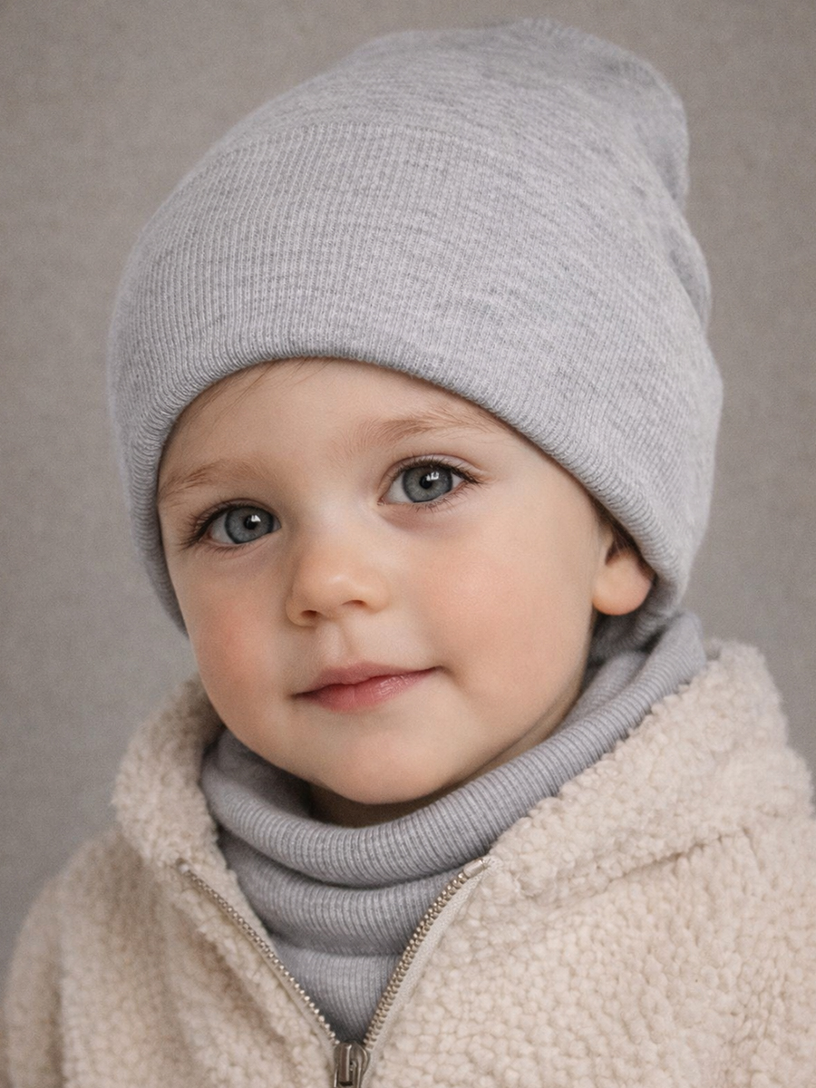 Шапка и снуд ПриКиндер U-Sp24554 Цвет: Серый меланж - фото 1