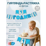 Гирлянда-растяжка Mimibabybook на 1 годик синяя из фетра