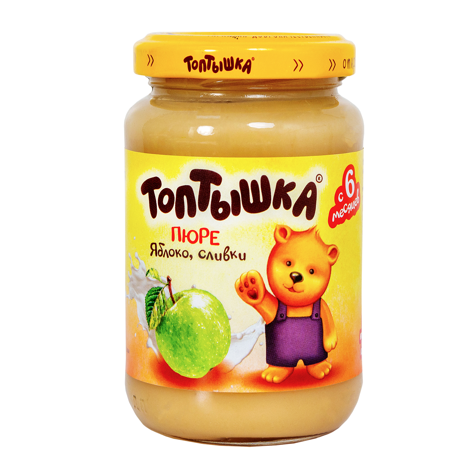 Пюре Топтышка Яблоко-сливки с 6 мес 190 г - фото 1
