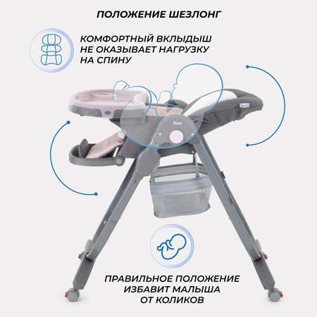 Стульчик для кормления Rant Cafe, grey+pink розовый