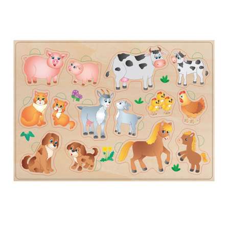 Игрушка Солнышко рамка-вкладыш Мама и малыши