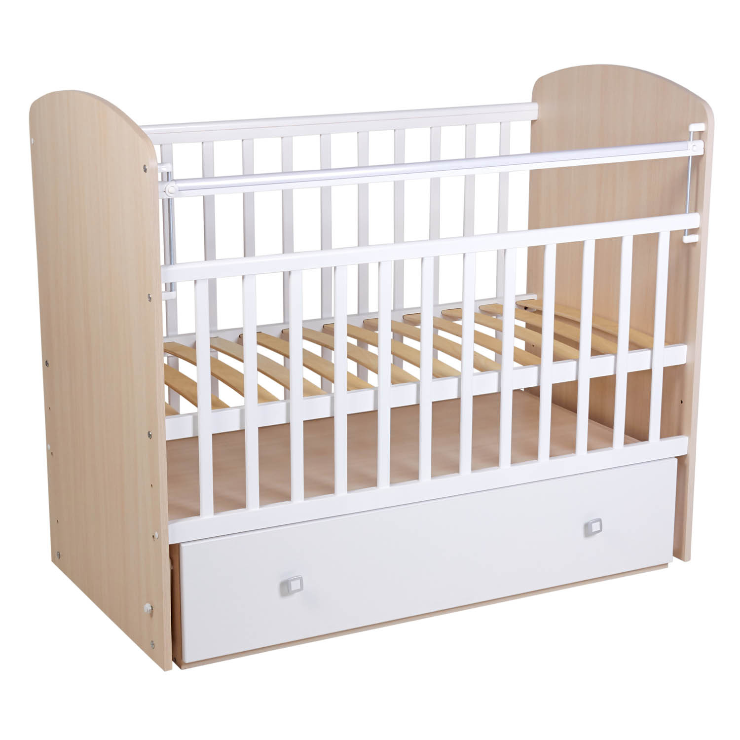 Детская кроватка Polini kids прямоугольная, без маятника (белый, бежевый) - фото 3