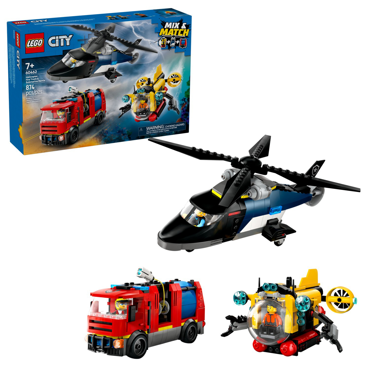 Конструктор LEGO City Вертолёт,пожарная машина,лодка блочный - фото 1