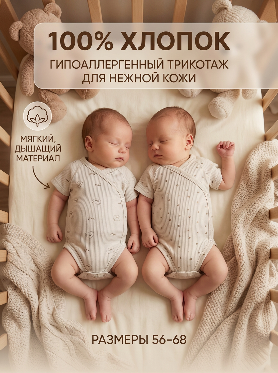 Боди 2 шт Milkymania 120мишкишампаньзвездопадшампань - фото 13
