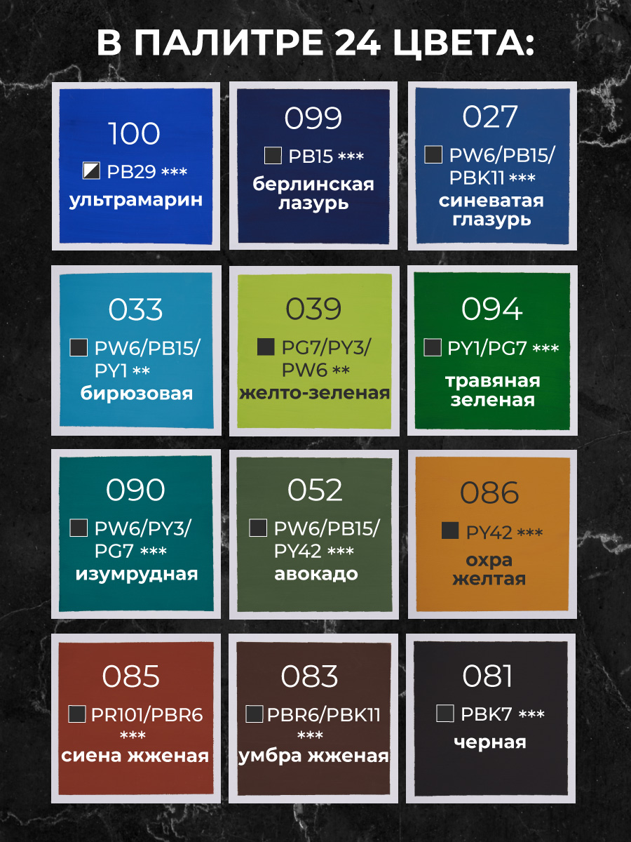 Краски гуашь Малевичъ 24 цв. - фото 4