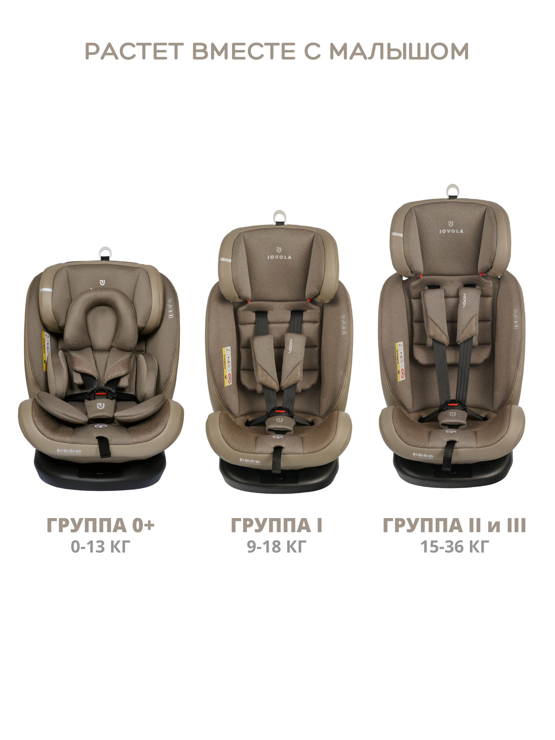 Автокресло JOVOLA MOON Isofix 0+/1/2/3 (0-36 кг) бежевый - фото 9