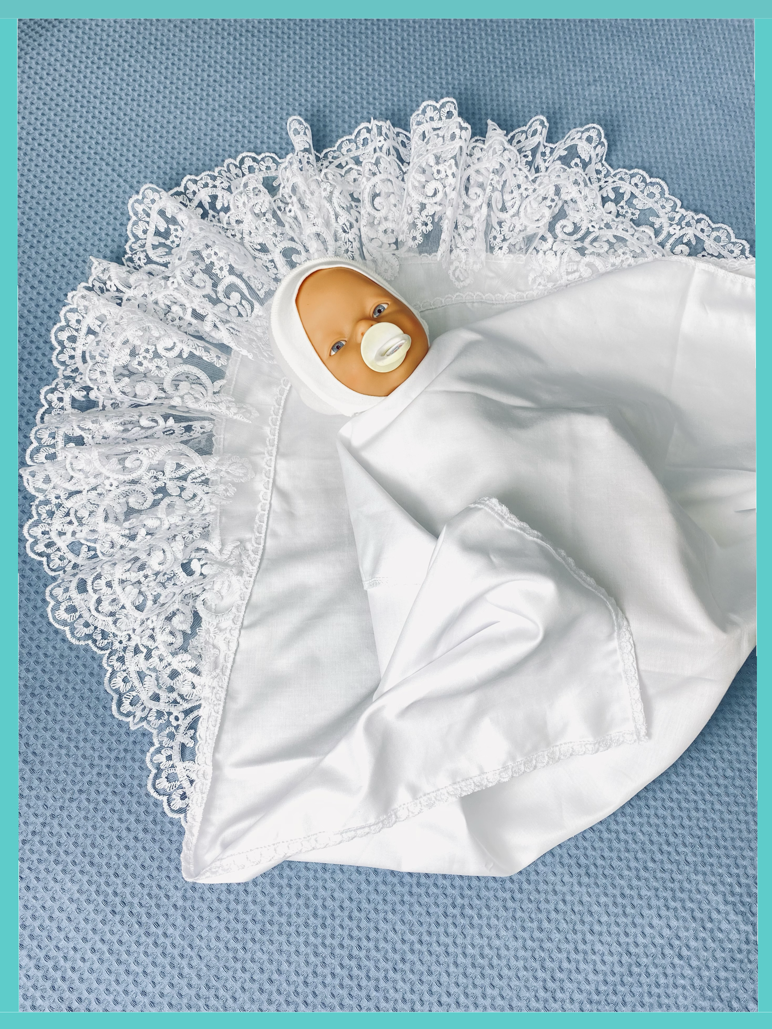 Конверт на выписку Делоникс Пеленка уголок с кружевом белый - фото 5