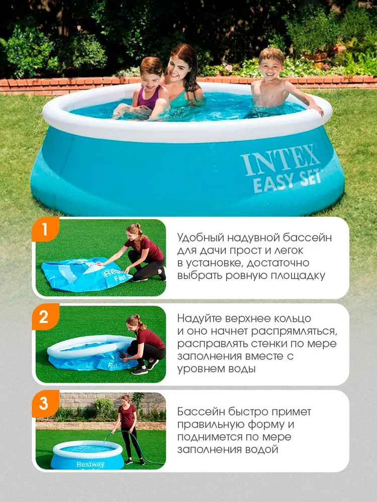 Бассейн Intex С надувным кольцом EASY SET / 183x51см - фото 3