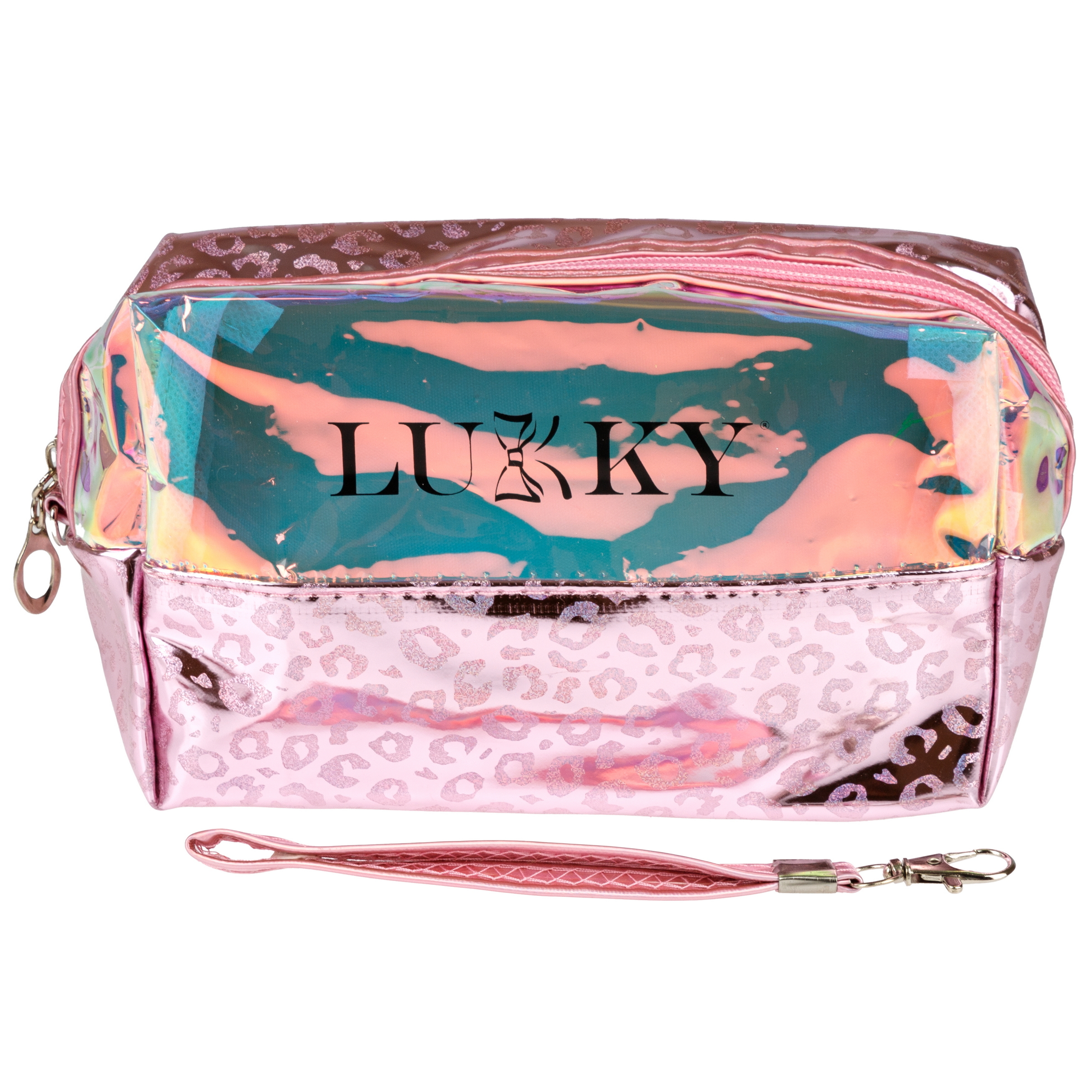 Косметичка LUKKY Shiny Leo блестящая с леопардовым принтом 18х 10х 7 см - фото 1
