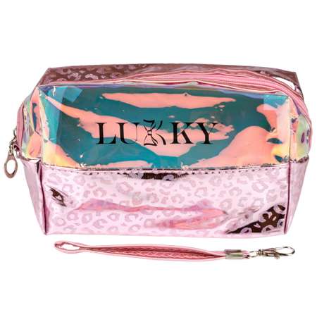 Косметичка LUKKY Shiny Leo блестящая с леопардовым принтом 18х 10х 7 см