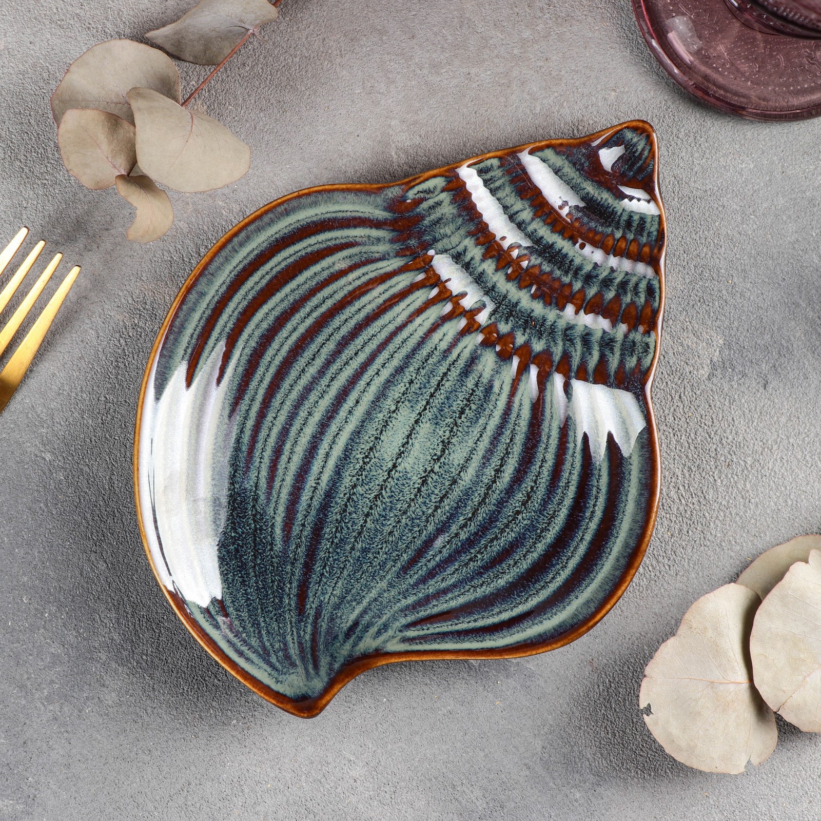 Блюдо сервировочное Dolce Ceramo керамическое «Ракушка» 18 5×14 см - фото 2